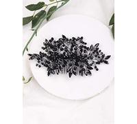 Anglacesmade - Pettine per capelli da sposa, con cristalli marquise e cristalli, accessorio per capelli per donne e ragazze, colore: nero