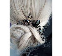 Anglacesmade Pettine per capelli da sposa, con cristalli neri, stile marquise, accessorio per capelli per donne e ragazze