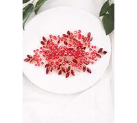 Anglacesmade - Pettine per capelli da sposa con cristalli rossi e rubini, accessorio per capelli per donne e ragazze, colore: rosso