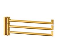 Angle Simple - Portasciugamani a 3 barre, in acciaio inox 304, girevole, da bagno, pieghevole, colore: oro spazzolato