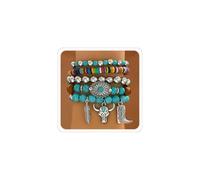ANGLEQUEEN Boho Western Bracciali per le Donne Trendy Country Concert Outfits Turchese Perline Bracciali Cowboy Chic Cowgirl Gioielli Accessori Moda, 7.5, Legno, Nessuna pietra preziosa