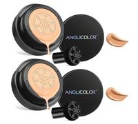 Anglicolor 2PC CC Cream,Fondotinta coprente professionale waterproof a lunga tenuta,Fondotinta compatto Opaco Oil Control,Con Spugna con testa a fungo rotonda per il trucco (#04 Buff Beige, 200g)