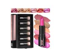 Anglicolor 6PC Mini Rossetto Glitter Set Combo Labbra,Lipstick Metallizzato Lucido,Rossetti Texture Cremosa,Formula Idratante,Trucco Naturale Idratante Per Le Labbra,Regalo Perfetto