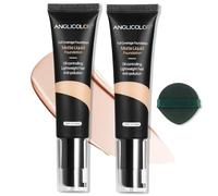 Anglicolor Fondotinta coprente professionale2PCS,Cover up fondotinta anti age,Matte fondotinta coprente lunga durata,Waterproof e leggero,adatto a tutti i tipi di pelle (2PC 102, 60ml)