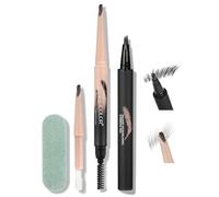 Anglicolor Set di matite per sopracciglia,punta precisa per un effetto naturale,facile da colorare,durata tutto il giorno,matita per sopracciglia microblade.Include ricariche (#04 Gray Black Set)