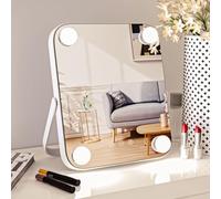 ANGNYA Hollywood Specchio da Trucco con Luci, Grande Specchio Cosmetico Illuminato 4 Lampadine Led Dimmerabili con Tre Colorie, Schermo Smart Touch Control e Rotazione a 360 Gradi