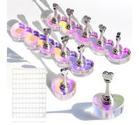 ANGNYA Supporto magnetico per unghie a pressione, 3 set di supporti magnetici per smalto a forma di cuore per pittura per espositore con 200 stucco adesivo per casa fai da te e saloni