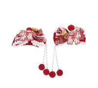 Angoily 1 paio di fermagli per capelli per il capodanno cinese - Fermagli per capelli per l'anno del cavallo - Forcine per con fiocco rosso e palline pelose per ragazze, accessori per la festa di
