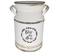 Angoily 1 Pc Set Di Lattiera Con Vaso Di Fiori Brocca in Metallo Vaso Brocca Di Latte Rustico Shabby Chic Secchi Di Di Metallo Lamiera Zincata Bianca Secchio Del Latte Fiori Secchi