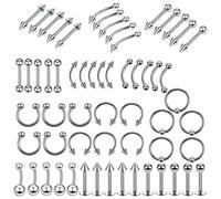 Angoily 120 Pezzi Set di Gioielli Piercing in Acciaio Inossidabile per Donna, Anelli per Ombelico e Sopracciglio, Superficie Liscia e Alta Lucentezza, Stile Creativo e Sicuro