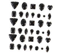 Angoily 130 Pezzi Strass da Cucire Vetro Nero Piccoli Cristalli Decorativi Scintillanti per Abbigliamento Fai da Te Accessori Moda Resistenti e Luminosi per Decorazioni Tessuti