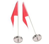 Angoily 2 Pezzi Bandiera da Golf Rossa in Acciaio Inossidabile con Coppa per Pratica Indoor, Installazione Rapida e Rimozione Facile, per Tornei e Allenamento di Precisione