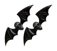 Angoily 2 Pezzi Fermaglio per Chioma con Decorazione a Forma di Ala Gotico Teschio per Chioma Nero in Resina e Pu Leather, Clip Resistente Accessorio per Cosplay e Halloween