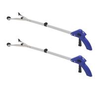 Angoily 2 Pezzi Pinza Raccogli Rifiuti Pieghevole Multiuso in Lega di Alluminio Morsetto Elastico ad Alta Resistenza Colore Blu per Giardino e Parco