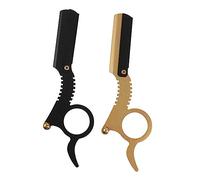 Angoily 2 Pezzi Rasoio da Barba Manuale in Acciaio Inox 13X4 CM Bilanciato e Sicuro per Sopracciglia Professionale Domestico