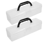 Angoily 2 scatole per pennelli: organizer trasparente per lavori artigianali, contenitore per articoli artistici, custodia portatile per pennelli con manico per acquerelli, pastelli e strumenti da