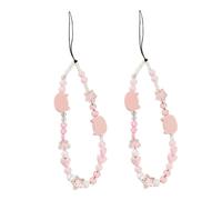 Angoily 2pezzi Braccialetti Da Polso Decorativi Per Cellulari Con Perline Colorate Forma Di Gatto e Cuore Cinghie Anti-smarrimento Per Portacellulare Donna Adatti Per Uso Quotidiano