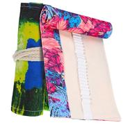 Angoily 2pezzi Matite in Tela Motivo Acero Astuccio Arrotolabile Per Scuola Arte Schizzi e Disegni Scomparti Elastici Per Organizzazione Corda Per Facile Chiusura e Trasporto