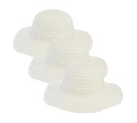 Angoily 3 Pezzi Disegno Cappello di Paglia Bambole Bambola Infantile per puntello Fai da Te Mini Cappello Mini Cappelli in Miniatura Modello Mini Cappello Progetto di Linea Cachi