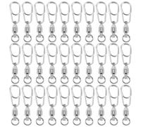 Angoily 30 Pezzi Girelle da Pesca Rotonde in Acciaio Inox 4# Cuscinetti a Sfera Connettori ad Anello Girevoli a Doppio Uso Accessori per Esche e Attrezzatura da Pesca e Spinning