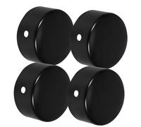 Angoily 4 Pezzi base corrimano in acciaio inox Flangia corrimano in acciaio inox parti di montaggio delle scale copertura terminale in legno Black