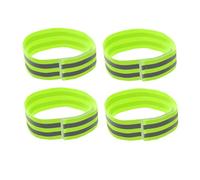 Angoily 4 Pezzi Bracciale Catarifrangente Riflettente per Corsa Notturna e attività Sportive, Elastico Striscia Riflettente Verde, Adatto a Polso e Caviglia