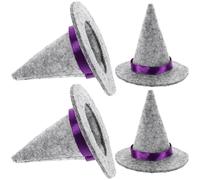 Angoily 4 Pezzi Cappello da Strega Miniatura per Decorazione Festa di Halloween, Accessorio Non Tessuto Superficie Liscia, per Bottiglie di Vino e Bambole
