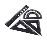 Angoily 4 pezzi Geometrici in Alluminio con Triangolo Goniometro e Righello Dritto per Studenti Scuola e Ufficio Resistenti e Versatili