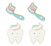Angoily 4 Pezzi Spilla a Forma di Denti Smaltata Creativa, per Giacca e Zaino, Accessorio Moda per Donne, Regalo Originale per Feste e Natale