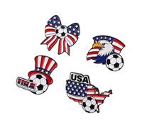 Angoily 4 Pezzi Spilla da Bavero con Bandiera Americana Smaltata per Calcio Distintivo Patriottico Usa con Aquila Spille Rosse Bianche per Fan Soccer e Festa del Luglio
