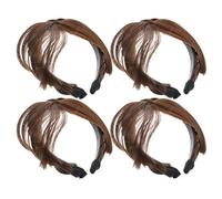 Angoily 4pezzi Fascia Sintetica per Frangia Frontale Estensioni per Capelli Intrecciati Parrucche Fascia e Frangia Copertura Rapida per Capelli Grigi Design Sicuro e Stabile per Donne