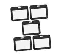 Angoily 5 Pezzi Porta Badge Trasparente Doppia Faccia Plastica Leggera con Copertura Ribaltabile Nera Protettore Identità per Ufficio Scuola Esposizioni e Conferenze