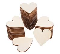 Angoily 50 Pezzi di Ciondoli in Legno Fette Naturali Forme A Forma di Cuore Decorazioni A Forma di Cuore Artigianato Feste Intagliati Semplici Bianchi Appesi Intagliati Targhe