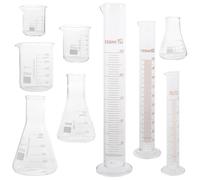 Angoily 9 Pezzi Set di Vetri da Laboratorio Cilindri Graduati in Vetro Resistente 50ml 100ml 150ml 250ml senza Perdite Laterali per Applicazioni Scientifiche