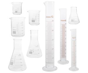 Angoily 9 Pezzi Set di Vetri da Laboratorio Cilindri Graduati in Vetro Resistente 50ml 100ml 150ml 250ml senza Perdite Laterali per Applicazioni Scientifiche