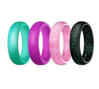 Angoily Anelli da Dito Sportivi in Silicone Glitterato da Donna, Set 4 Pezzi Colorati, Anelli Flessibili per Nuoto e Allenamento, Design Semplice e Confortevole Colore Colore Casuale