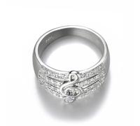 Angoily Anello da Dito Nota Musicale in Rame Argento, Design Creativo e Artigianato Straordinario, Stile alla Moda Taglia 9 per Uso Quotidiano