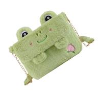 Angoily Borsa a Tracolla Donna in Peluche Soffice, Design Rana Verde, Borsetta Piccola Portatile per Uso Quotidiano e Party, Dotata di Tasca Interna e Chiusura a Zip