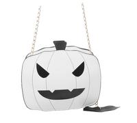Angoily Borsa Tracolla Donna a Forma di Zucca Bianca per Halloween in Pu e Poliestere, Pratica e Confortevole per Attività All'aperto e Dolcetto o Scherzetto