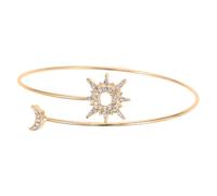 Angoily Bracciale Regolabile Geometrico in Lega Oro Dettagli Sole e Luna, Leggero e Raffinato per Uso Quotidiano e Viaggi