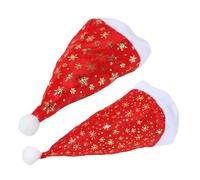 Angoily Cappello di Natale in Flanella Stampato 2 Pezzi, Copricapo Natalizio Corto in Peluche Stelle e Fiocchi di Neve, Accessorio Leggero e Anallergico per Feste e Stile Stile Casuale