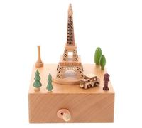 Angoily Carillon in Legno Torre Eiffel Rotante Mini Carillon a Giostra Decorazione da Tavolo 3D Ornamento Musicale per Regalo Compleanno e Festa degli Innamorati