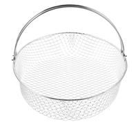 Angoily Cestello per Friggitrice in Acciaio Inox 430 Rotondo con Manico Doppia Impugnatura Rete Fine per Friggere Patatine Fritte Cosce di Pollo e Olio Compatto Salvaspazio per Uso