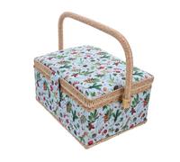 Angoily Cestino da Cucito Grande in Tessuto Stile Europeo Maniglia Organizer per Accessori e Forniture per Cucire e Ricamo Scatola Portaoggetti Portatile per Kit da Cucito e Progetto Fai