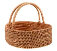 Angoily Cesto in Vimini Intrecciato Mano in Rattan Cestino da Picnic e Porta Verdure per Cucina Organizer Multifunzionale Traspirante per Frutta e Pane Facile da Pulire Grande Dimensione