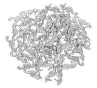 Angoily Ciondolo Cavalluccio Marino 50 Pezzi Argento Acciaio Inox | Bracciali e Ganci Orecchini, Finitura Lucida, Stile Oceanico, Valore Confezione per Creazioni Estive