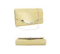 Angoily Clutch Cerimonia Donna Catena in Materiale Glitter Oro, Borsetta Raffinata Media Capacità per Feste e Riunioni Familiari