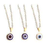 Angoily Collana Occhio Blu da Donna Ciondolo Malocchio in Metallo Dorato, Set 3 Pezzi, Amuleto Turco Protettivo Contro la Sfortuna, Gioielli per Uso Quotidiano e Regalo Colore Casuale