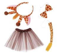 Angoily Costume Giraffa Set Versatile e Comodo Gonna Tutù in Poliestere per Bambine Fascia Orecchie e Fiocco per Feste di Compleanno e Halloween