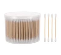 Angoily Cotton Fioc Doppia Estremità in Cotone con Bastoncini in Legno Beige 500 Pezzi per Pulizia Orecchie e Applicazioni Cosmetiche Uso Domestico e Cura Bebè